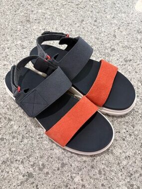 Timberland Women’s Greyfield Two Strap Sandals Backstrap Navy Blue Coral Size 10